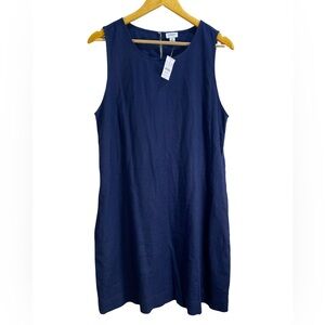 J.Crew Linen‎ Sleeveless Midi Dress Size 14 NWT Pockets Minimalist